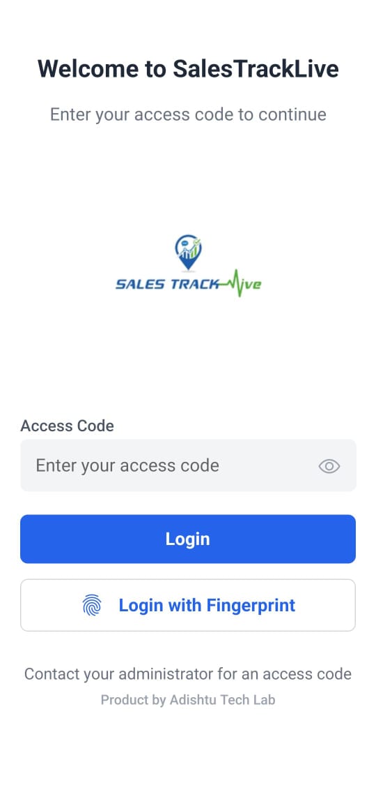 SalesTrackLive Dashboard - Main navigation and quick actions